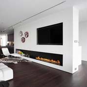 Tv above a bio fireplace