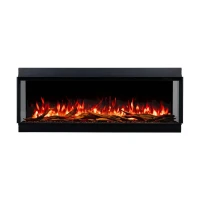 Camino elettrico da incasso nero Aflamo Superb 3D 160 (163,2 cm) su 3 lati