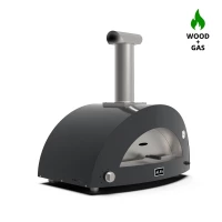 Alfa Forni | Moderno 3 Pizze Grigio - Forno per Pizza Ibrido per cottura a gas o a legna