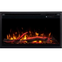 Inserto per camino elettrico Aflamo 3D da 60 cm integrato con tronchi e fiamme LED