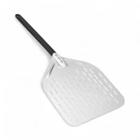 Pala per pizza in alluminio perforata da 30 cm con manico nero staccabile