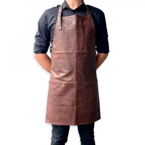 Grembiule in pelle marrone scuro - Stuff Design per barbecue e cucina all'aperto