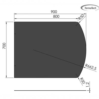 Piastra rettangolare in acciaio nero per camini bioetanolo - 70 x 90 cm