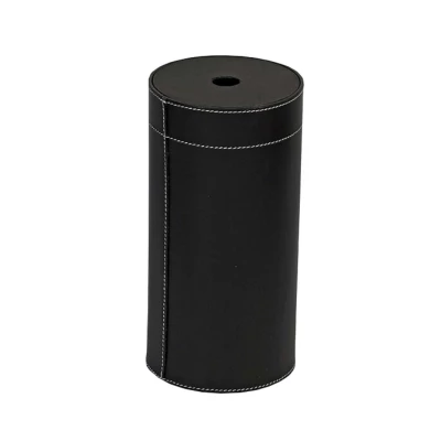 Cilindro in pelle per accendifuoco nero - Accessorio elegante per camini a bioetanolo