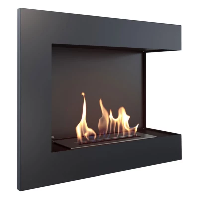 Camino a bioetanolo da incasso ad angolo destro 60 cm, nero, design moderno