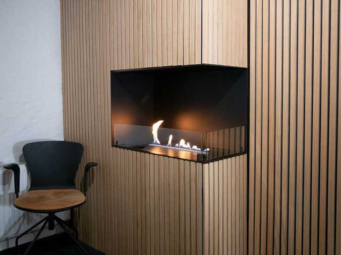 Corner bioethanol fireplace